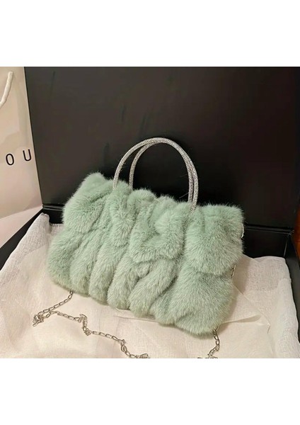 Çanta Çıkarılabilir Askı & Manyetik Kapatma Özellikli Peluş Yeşil fiyatları