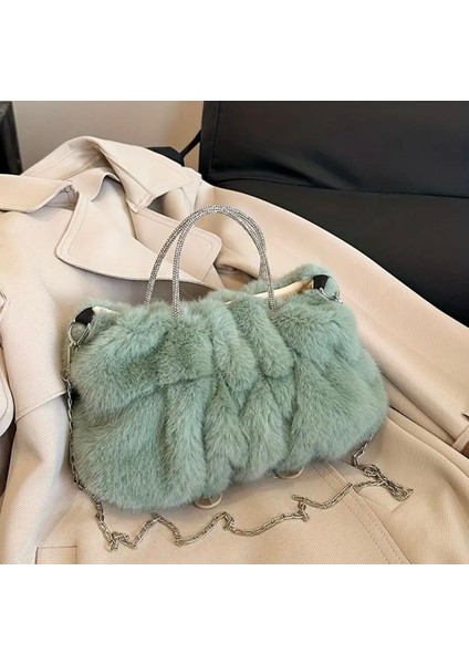 Çanta Çıkarılabilir Askı & Manyetik Kapatma Özellikli Peluş Yeşil indirimleri