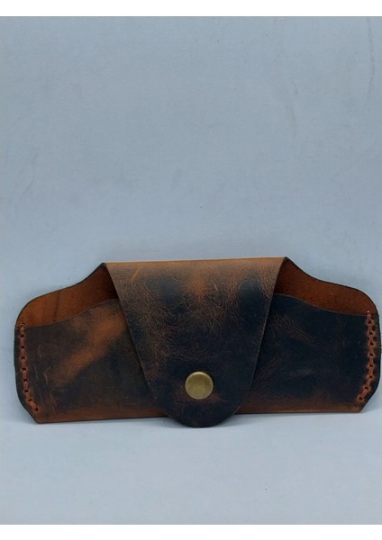 Hakiki Crazy Deri Kahverengi El Yapımı Handmade Unisex Gözlük Kabı modelleri