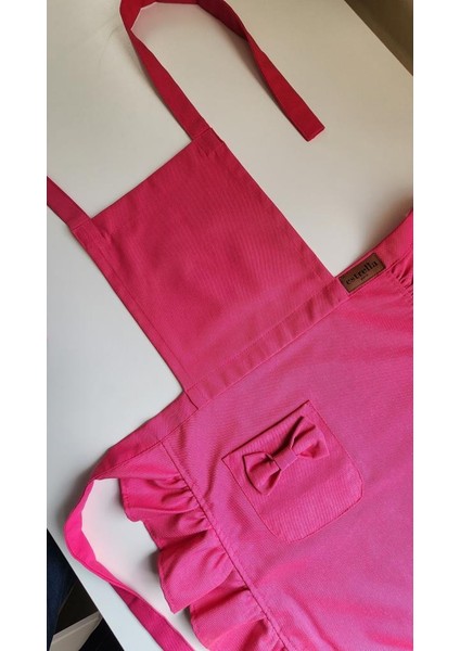 Keten Fırfırlı Bohem Mutfak Önlüğü Fuşya fırsatları