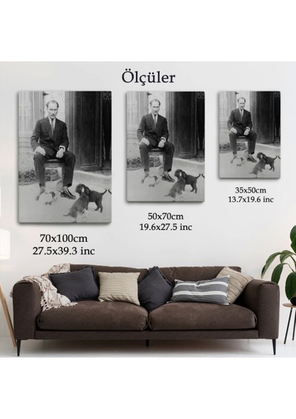 - Atatürk Portre Tablosu Mustafa Kemal Atatürk Dikdörtgen Dekoratif Kanvas Tablo-Ce-55