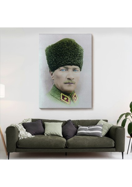 - Atatürk Portre Tablosu Mustafa Kemal Atatürk Dikdörtgen Dekoratif Kanvas Tablo-Cf-56
