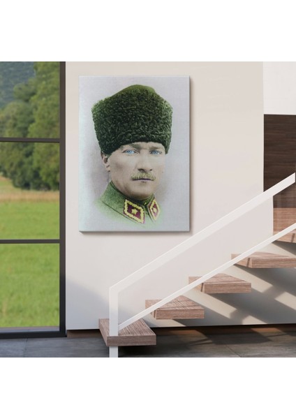 - Atatürk Portre Tablosu Mustafa Kemal Atatürk Dikdörtgen Dekoratif Kanvas Tablo-Cf-56