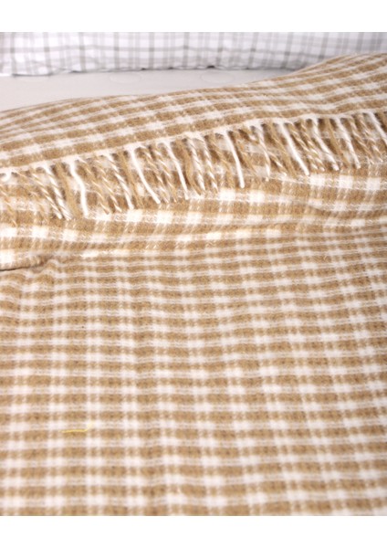 Pamuklu Battaniye Saçaklı Damalı Desen Çift Kişilik 180 x 220 cm fiyatları