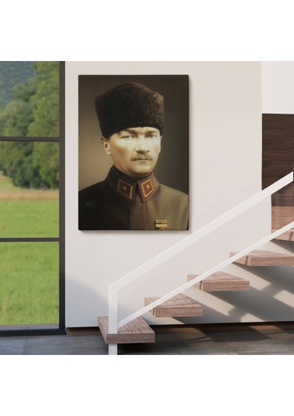 - Atatürk Portre Tablosu Mustafa Kemal Atatürk Dikdörtgen Dekoratif Kanvas Tablo-Ck-61