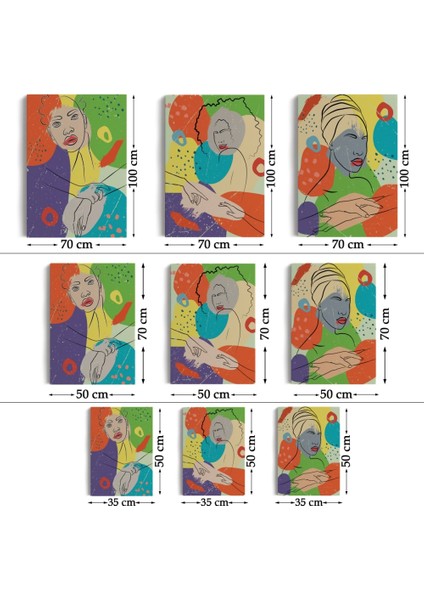 - Pop Art Afrika Kadın Renkli Portre 3 Lü Duvar Tablo Seti -Ag-7 fırsatları
