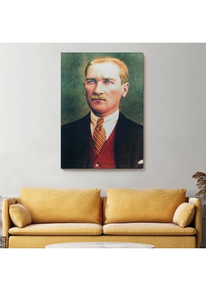 - Atatürk Portre Tablosu Mustafa Kemal Atatürk Dikdörtgen Dekoratif Kanvas Tablo-Cs-69
