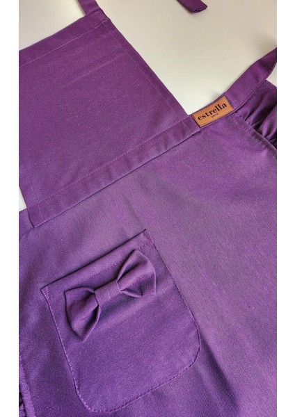 Keten Fırfırlı Bohem Mutfak Önlüğü Mor fırsatları