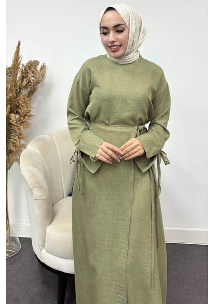 Kadın Sofya Keten Eteği Bağlamalı Takım fırsatları