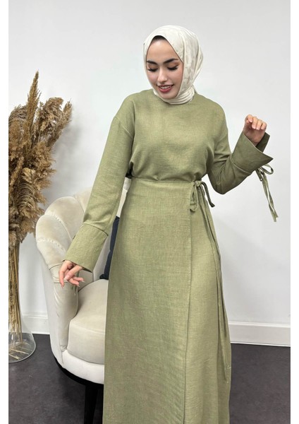 Kadın Sofya Keten Eteği Bağlamalı Takım indirimleri