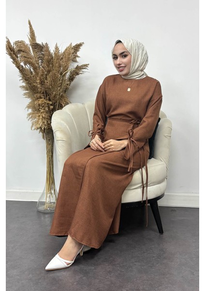 Kadın Sofya Keten Eteği Bağlamalı Takım fiyatları