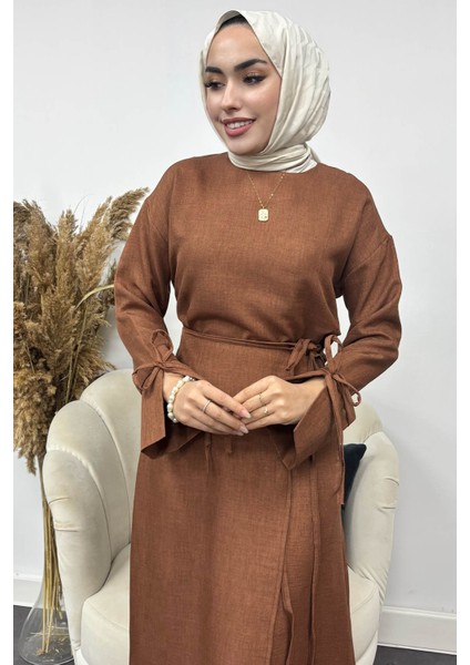 Kadın Sofya Keten Eteği Bağlamalı Takım fırsatları