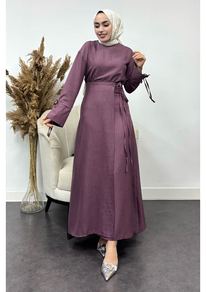 Kadın Sofya Keten Eteği Bağlamalı Takım