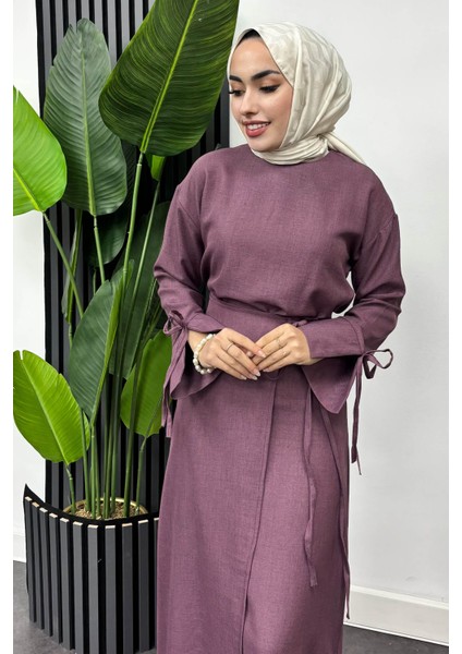 Kadın Sofya Keten Eteği Bağlamalı Takım fırsatları