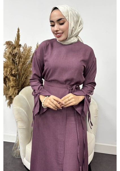 Kadın Sofya Keten Eteği Bağlamalı Takım indirimleri