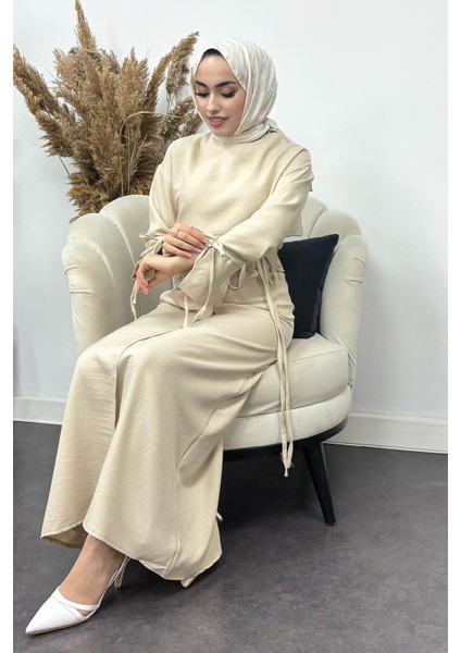 Kadın Sofya Keten Eteği Bağlamalı Takım indirimleri