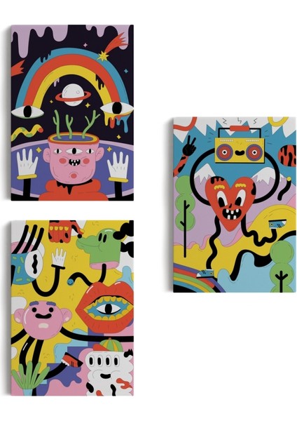 - Eylenceli Genç Odası Dekoratif Duvar Tablosu Üçlü SET-EÖ-114 fiyatları