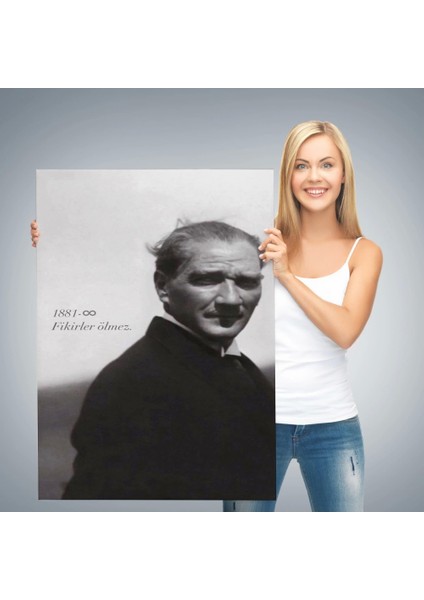 - Atatürk Portre Tablosu Mustafa Kemal Atatürk Dikdörtgen Dekoratif Kanvas TABLO-FD-128