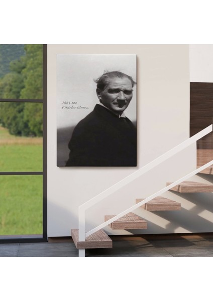 - Atatürk Portre Tablosu Mustafa Kemal Atatürk Dikdörtgen Dekoratif Kanvas TABLO-FD-128