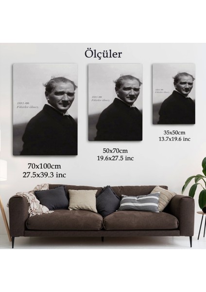 - Atatürk Portre Tablosu Mustafa Kemal Atatürk Dikdörtgen Dekoratif Kanvas TABLO-FD-128