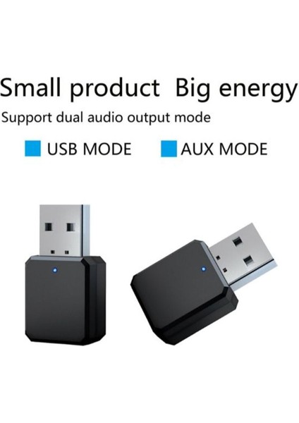 Bluetooth Araç Kiti Ses Alıcı Adaptörü Aux ve Bluetooth Uyumlu Çift Çıkışlı Aux USB Alıcı Adaptör