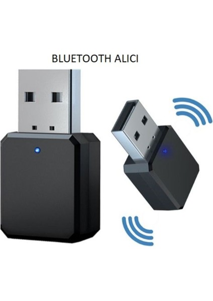 Bluetooth Araç Kiti Ses Alıcı Adaptörü Aux ve Bluetooth Uyumlu Çift Çıkışlı Aux USB Alıcı Adaptör