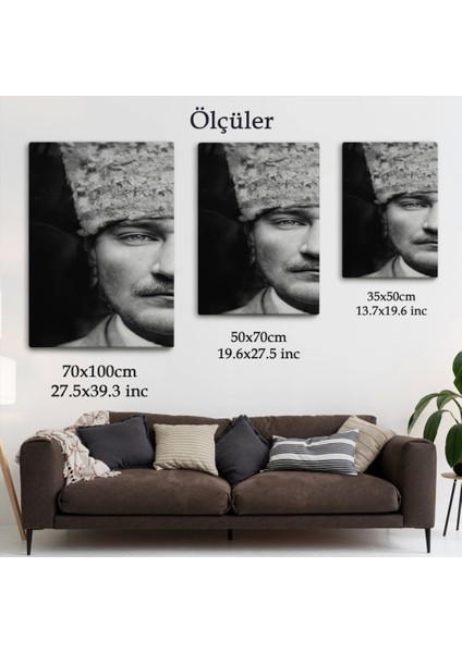 - Atatürk Portre Tablosu Mustafa Kemal Atatürk Dikdörtgen Dekoratif Kanvas TABLO-FP-140