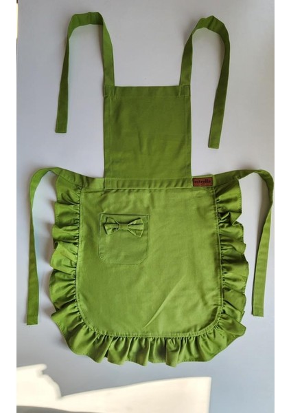 Keten Fırfırlı Bohem Mutfak Önlüğü Yeşil fiyatları