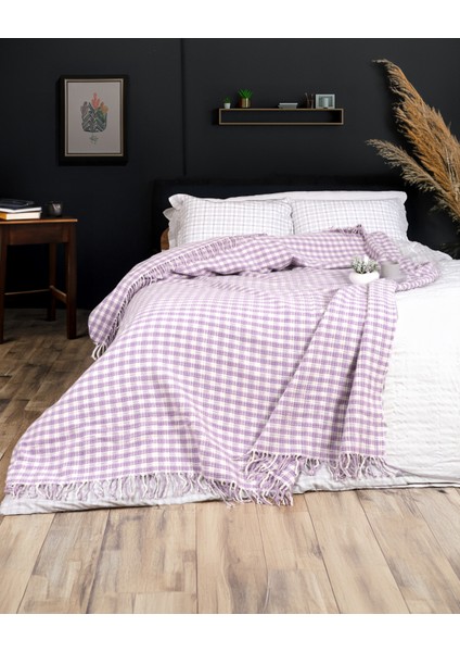 Pamuklu Battaniye Saçaklı Damalı Desen Çift Kişilik 180 x 220 cm fiyatları