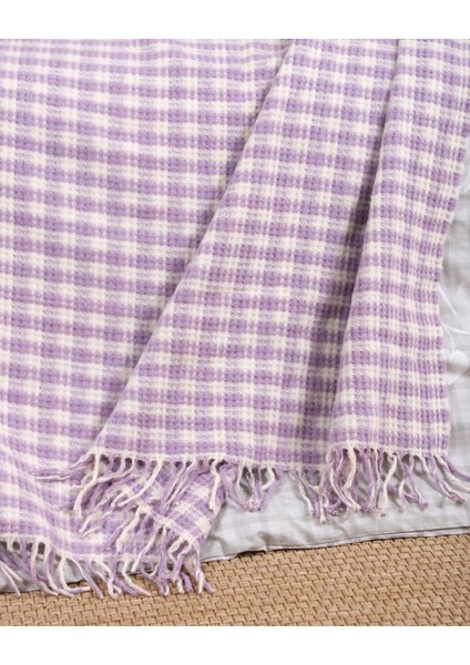 Pamuklu Battaniye Saçaklı Damalı Desen Çift Kişilik 180 x 220 cm modelleri
