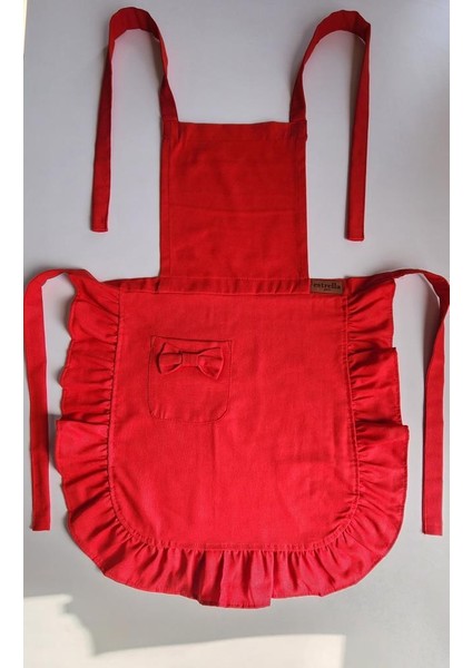 Keten Fırfırlı Bohem Mutfak Önlüğü Kırmızı fiyatları