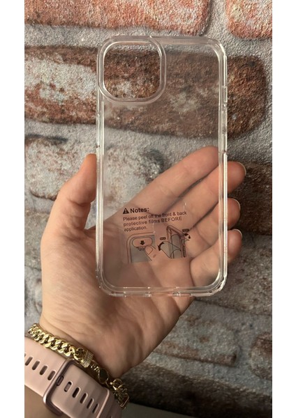 Apple iPhone 14 Uyumlu Kamera Koruma Çerçeveli Darbe Emici Şeffaf Kılıf