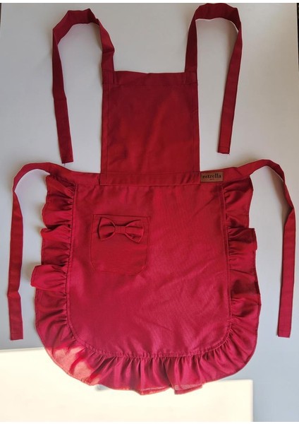 Keten Fırfırlı Bohem Mutfak Önlüğü Bordo fiyatları