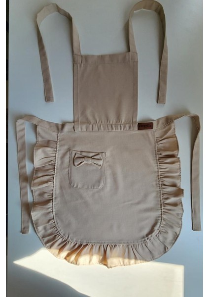 Keten Fırfırlı Bohem Mutfak Önlüğü Bej fiyatları