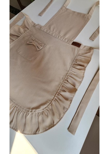 Keten Fırfırlı Bohem Mutfak Önlüğü Bej fırsatları