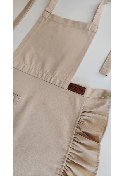 Keten Fırfırlı Bohem Mutfak Önlüğü Bej indirimleri