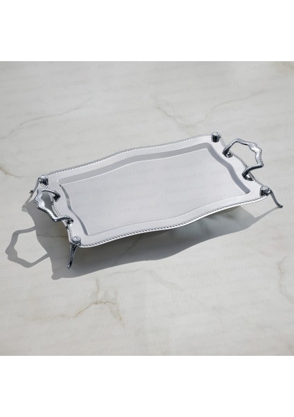 Zincir Ayaklı Sade Çay Tepsi - 47X31 cm