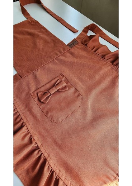 Keten Fırfırlı Bohem Mutfak Önlüğü Kiremit fırsatları