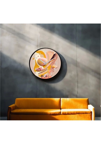 Dekoratif 3D Baskı Geometrik Desen Yuvarlak Duvar Saati -127