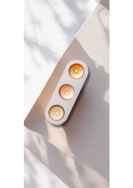 Dekoratif 3lü Tealight Beton Mumluk