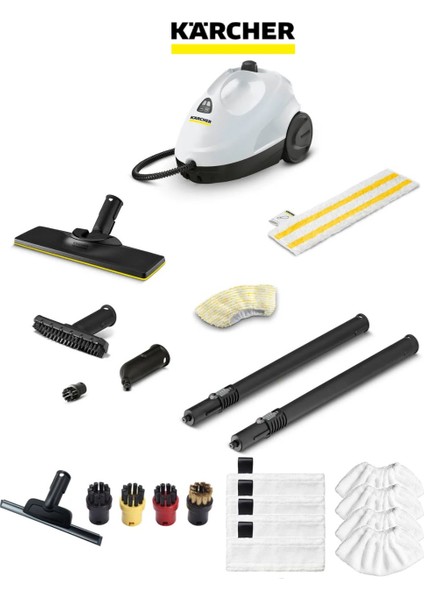 Kärcher Buharlı Temizleyici Sc 2 Easyfix Full-Set+Cam Başlığı 21 Parça Temizlik Seti