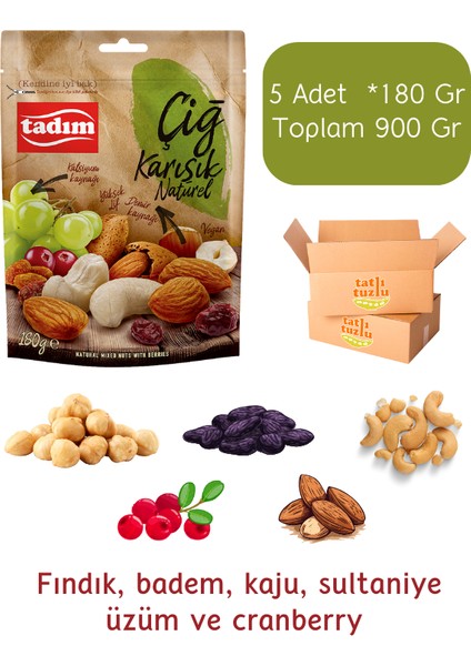 Çiğ Karışık Kuruyemiş Naturel 180 gr * 5 Kilitli Paket (900 Gr) modelleri