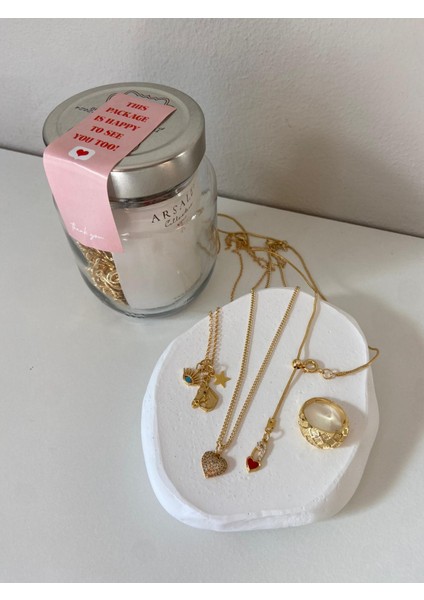Collection Sürpriz Kavanoz 4 Adet Kolye Set Altın Kaplama Hediyelik Charm Kolyeler(Açıklamayı Okuyunuz)