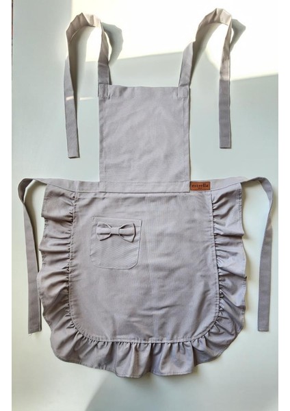 Keten Fırfırlı Bohem Mutfak Önlüğü Gri fiyatları
