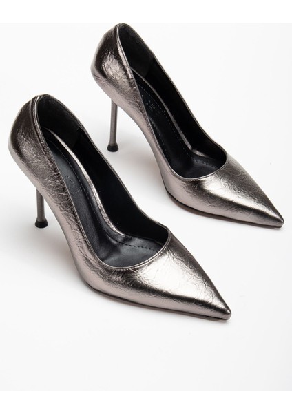 Dorethy Kadın Topuklu Ayakkabı Platin Parlak Cilt Stiletto fiyatları