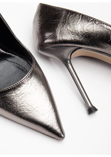 Dorethy Kadın Topuklu Ayakkabı Platin Parlak Cilt Stiletto modelleri