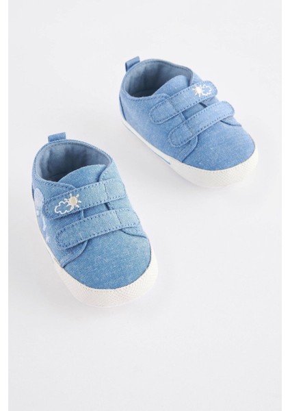 Mavi Denim Dinazor Desenli Yumuşak Taban Bebek Ayakkabı
