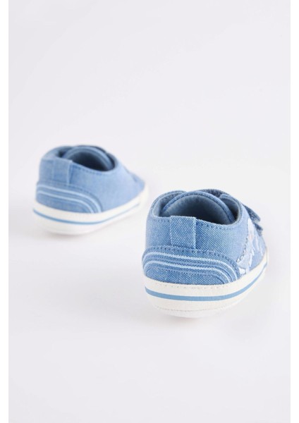 Mavi Denim Dinazor Desenli Yumuşak Taban Bebek Ayakkabı