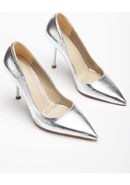 Dorethy Kadın Topuklu Ayakkabı Gümüş Parlak Cilt Stiletto fiyatları