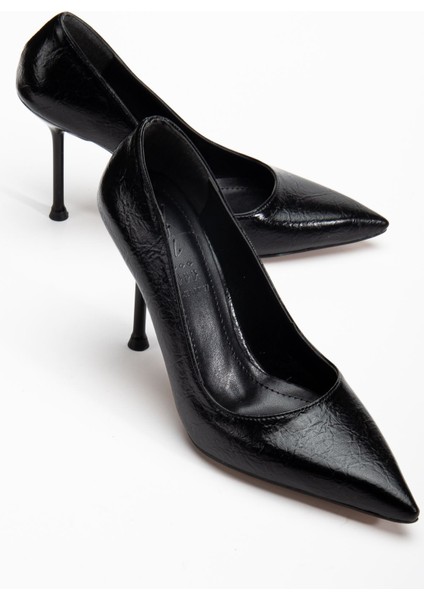 Dorethy Kadın Topuklu Ayakkabı Siyah Parlak Cilt Stiletto